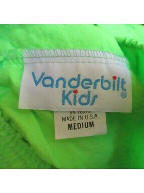 Boys Medium Swim Shorts 24" Vtg 90's Vanderbilt Kids Green & Blue Elastic Waist